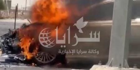 بالفيديو .. إصابات بحادث تصادم واحتراق مركبة على طريق الصوامع في إربد