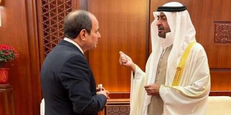 السيسي ومحمد بن زايد يؤكدان ضرورة وقف فوري لإطلاق النار في غزة وتعزيز التعاون الثنائي