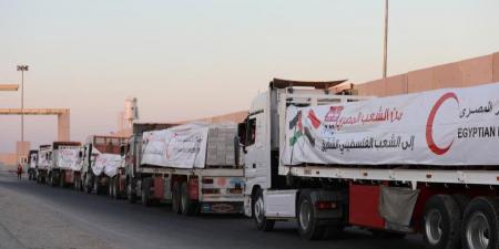 انطلاق قافلة المساعدات المصرية الـ 23 الى غزة